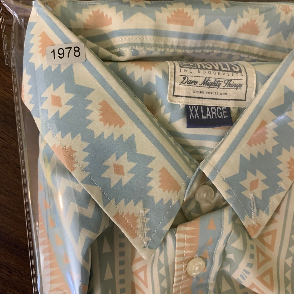 RSVLTS The Roosevelts XXL Southwestern Tribal Button Down Shirt Short Sleeve - Picture 9 of 9